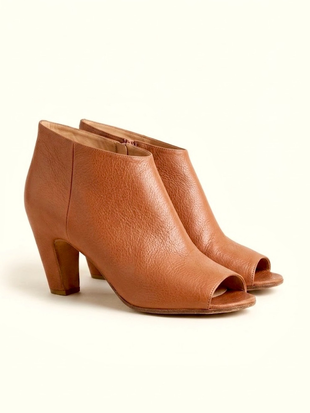 Maison Martin Margiela 22 Vintage Cognac Peep Toe Leather Booties 40.5